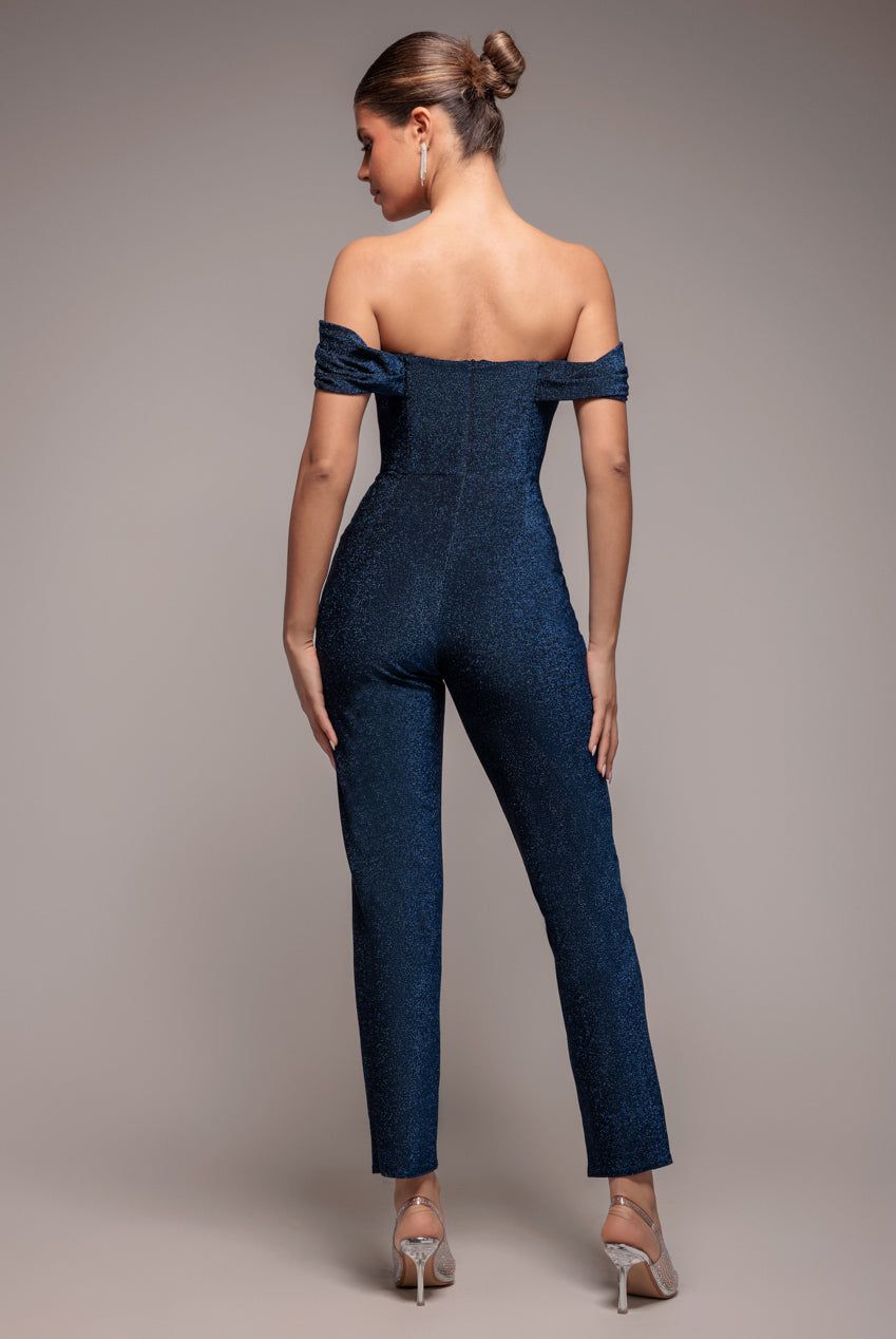 Goddiva Lurex Cowl Neck Jumpsuit