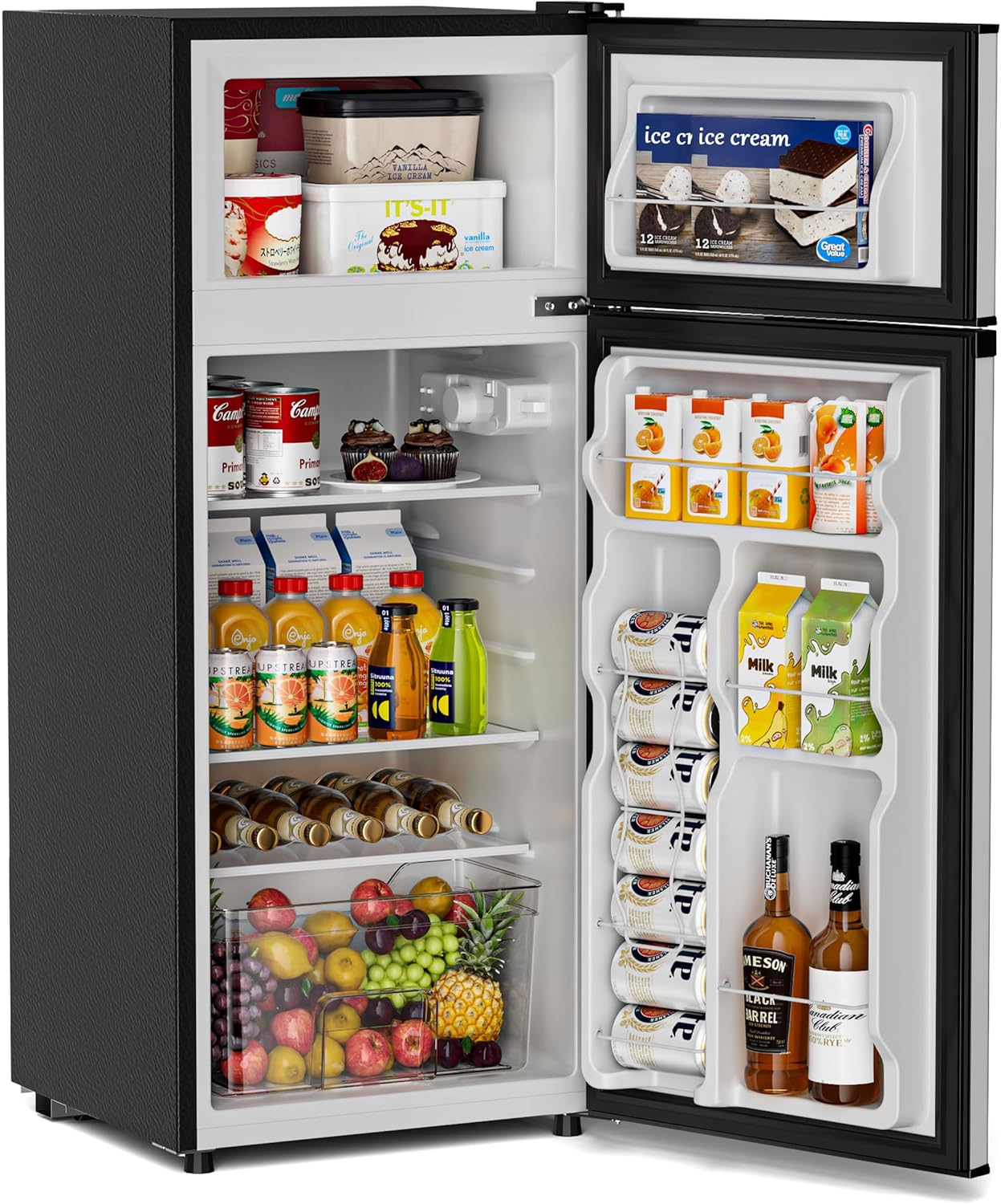 Manastin 4.5 Cu.Ft Mini Fridge with Freezer, Small Fridge with 2 Doors for Office, Kitchen, Dorm and Bedroom, Mini Refrigerator with Adjustable Shelves (Silver)