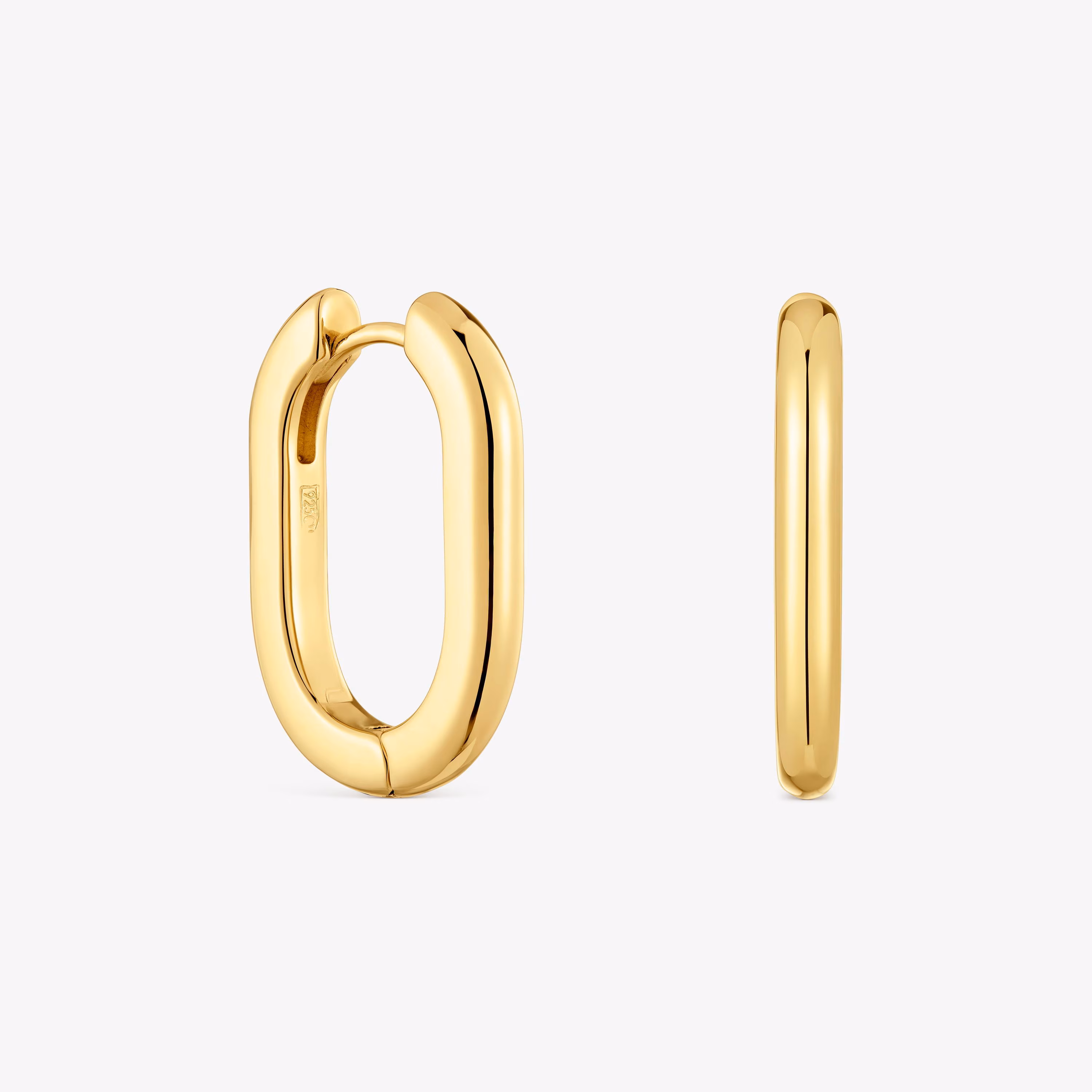 Pendientes aro largos con baño de oro 18 kt sobre plata 22 mm Basicos