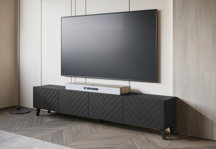 Szafka RTV Phuket 190 cm czarna jodełka