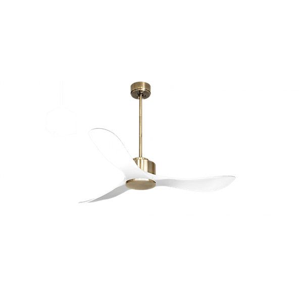 Modulo Regular Exterior - un ventilateur pour extérieur IP44, DC 132 cm Laiton pales abs blanc sans Lumière20 à 35 m²