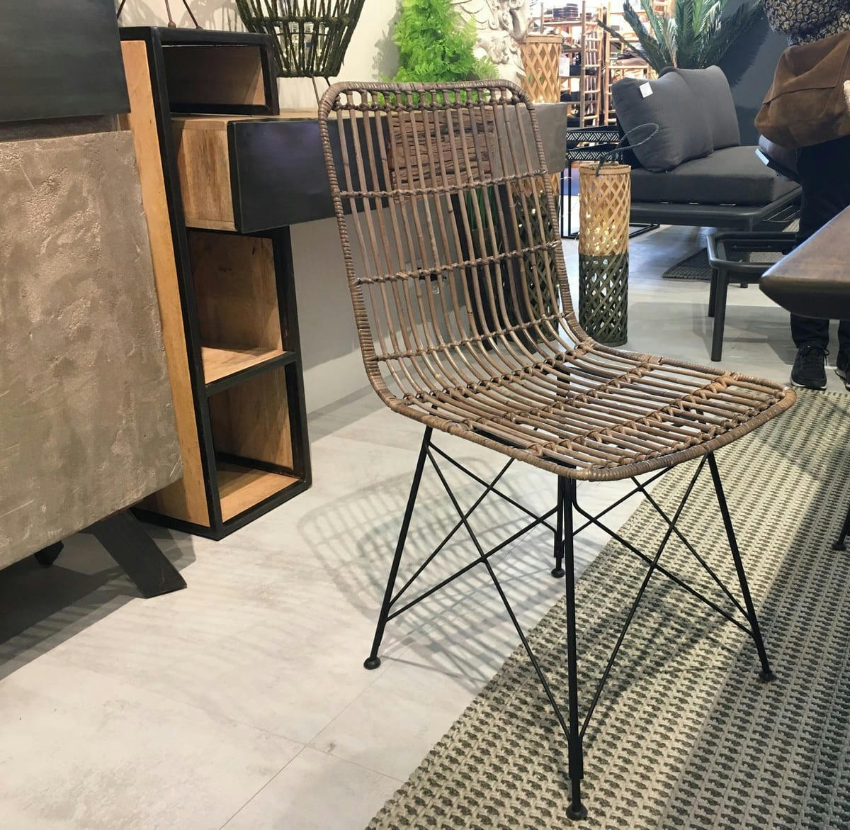 KUBU - Chaise design rotin naturel gris