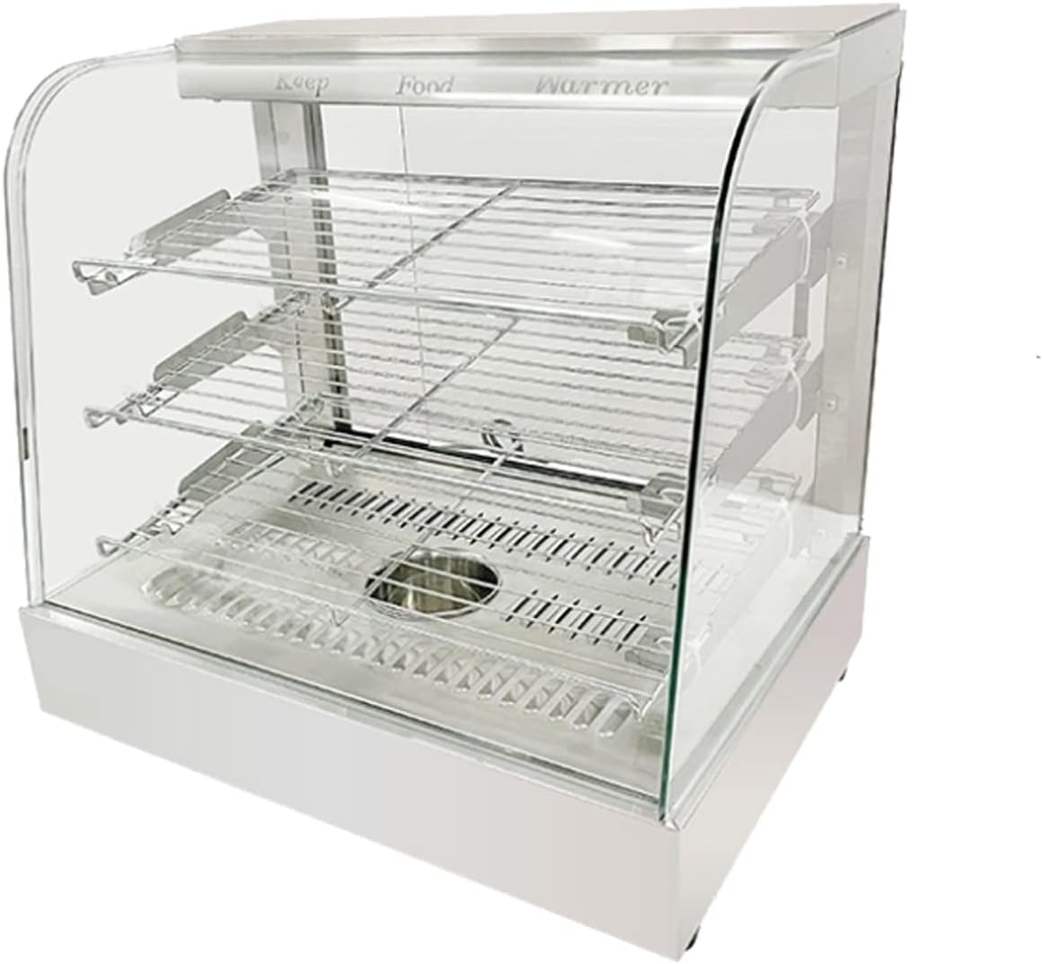Countertop 26 Food Warmer Display Case 3 Shelf Hot Warming Showcase with Back Sliding Door and Water Tray,Black (26(Silver))