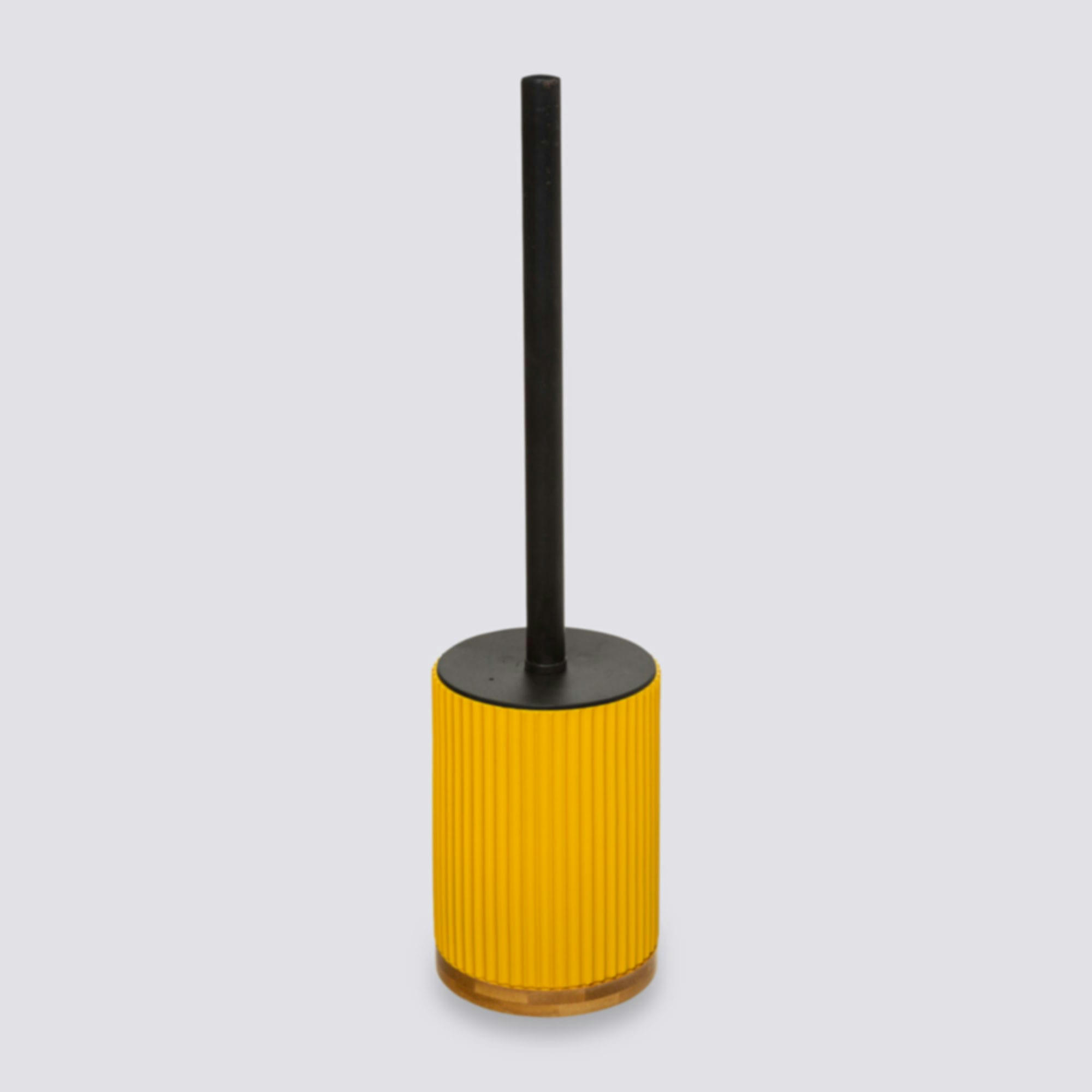 - Brosse WC polyrésine jaune et bambou - 8.8x8.8x40cm