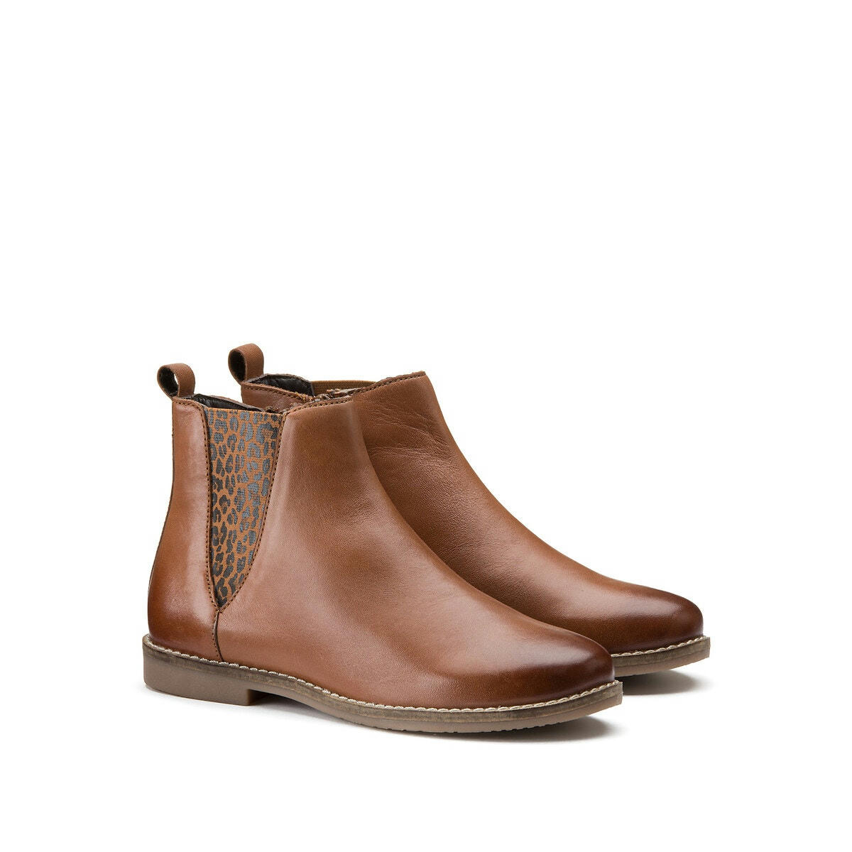 Bottines chelsea cuir élastique imprimé léopard