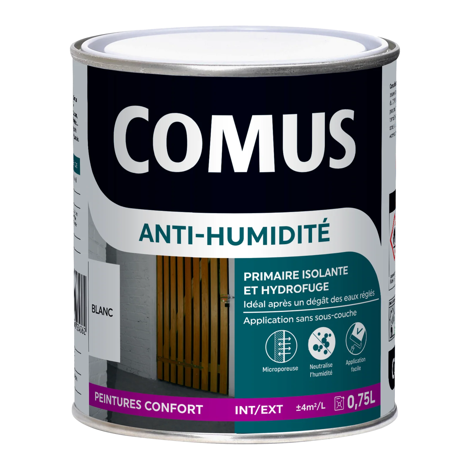 Comus Peinture Anti humidité Peinture blanc Mat 0,75 L