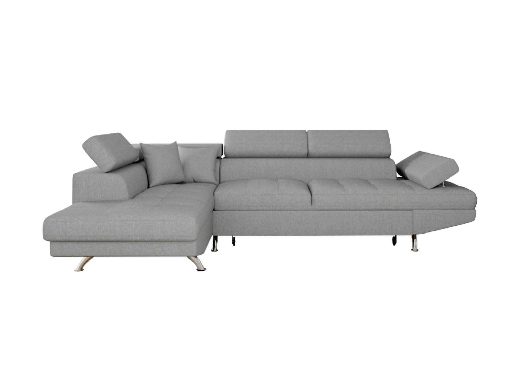 RIO - Canapé angle gauche convertible avec coffre en tissu - Gris clair