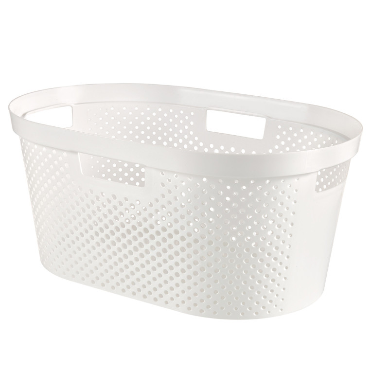 Manne à linge Infinity Dots blanche 40 L CURVER