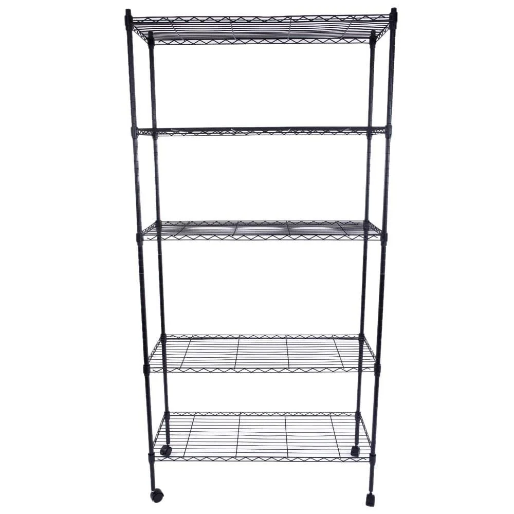 5 Tier Rolling Steel Shelving Unit Wire Shelves Garage Shelving Storage Racks