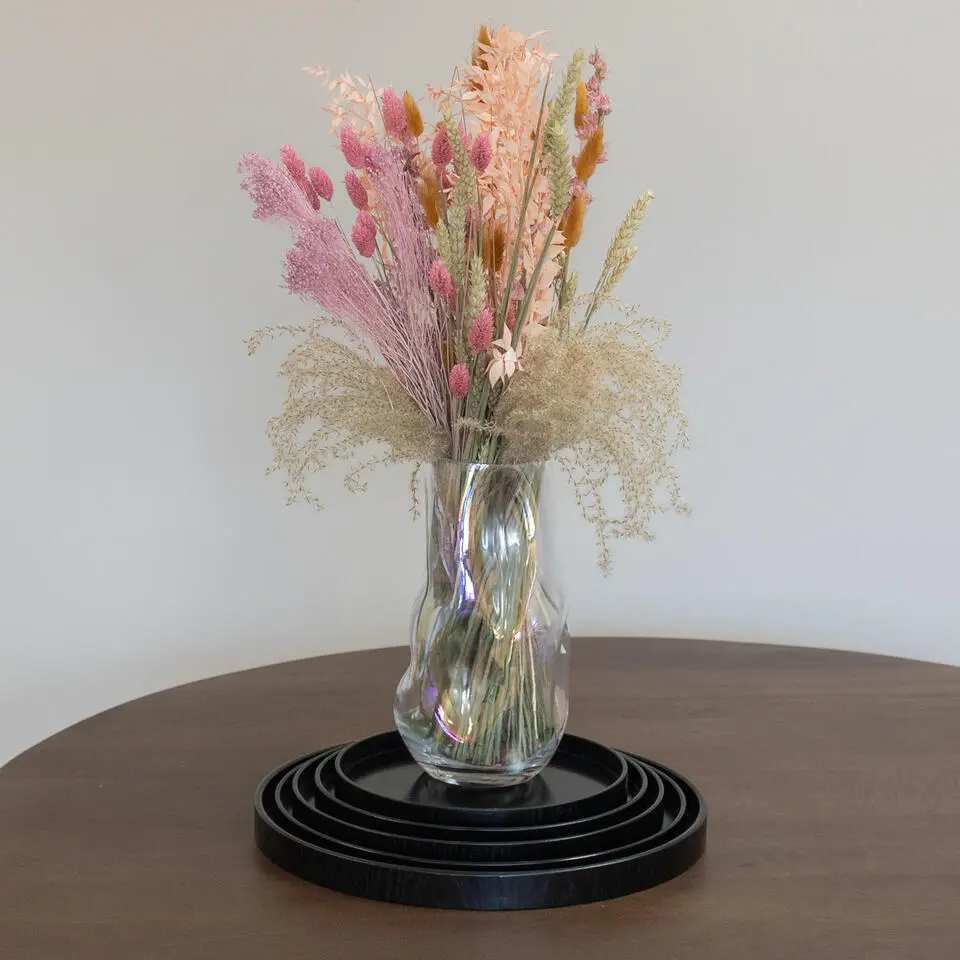 QUVIO Vaas ingedeukt �?Maat L �?Glas - Parelmoer