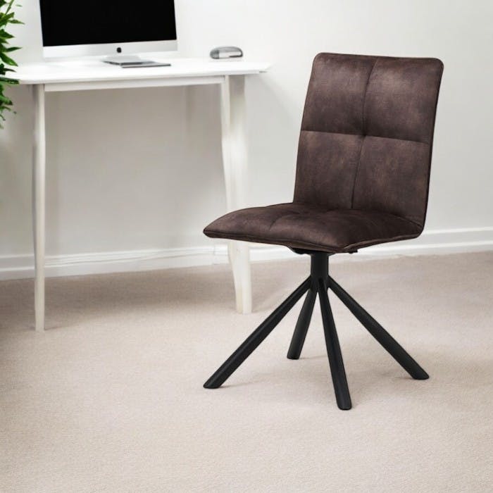 Chaise rotative tissu chocolat (lot de 2) IENA