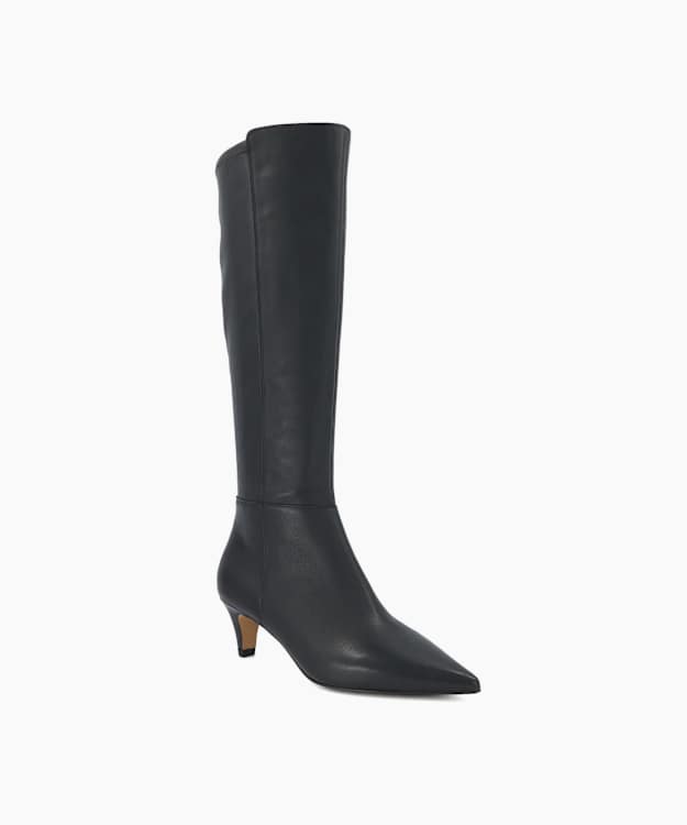 Shasa Black - Leather Knee-High Boots