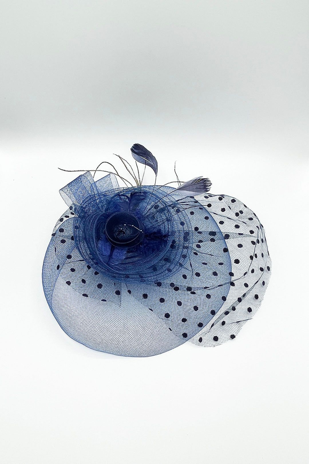 SVNX Feather & Polka Veil Fascinator