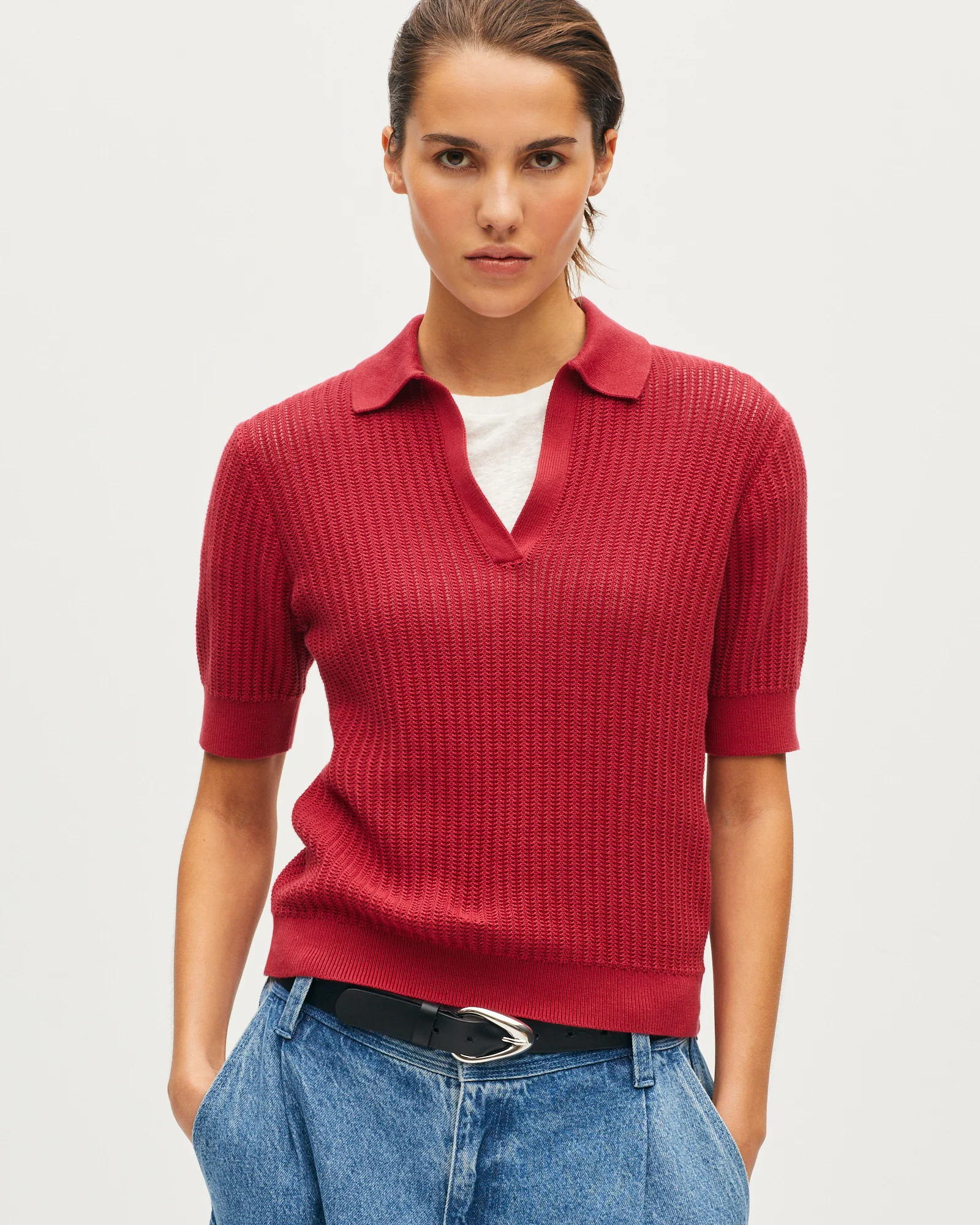 Polo en maille point fantaisie