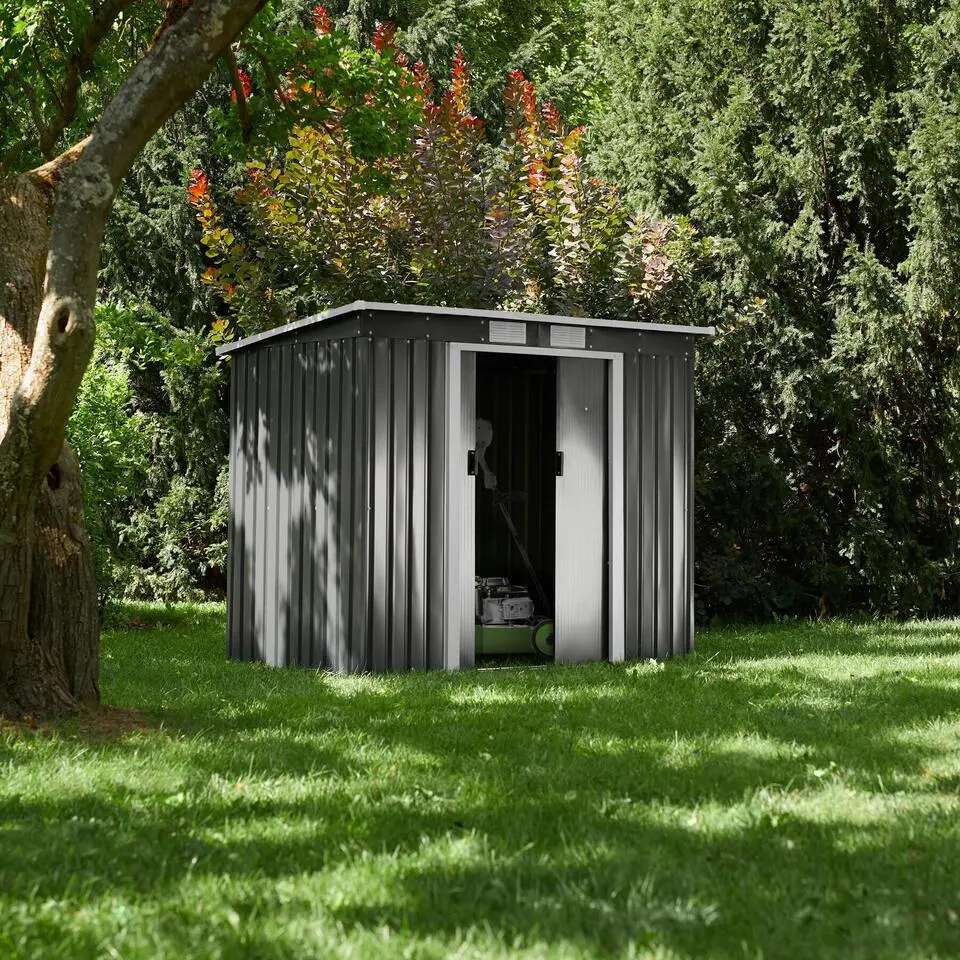 tectake Tuinhuis met hellend dak, Grijs/Wit