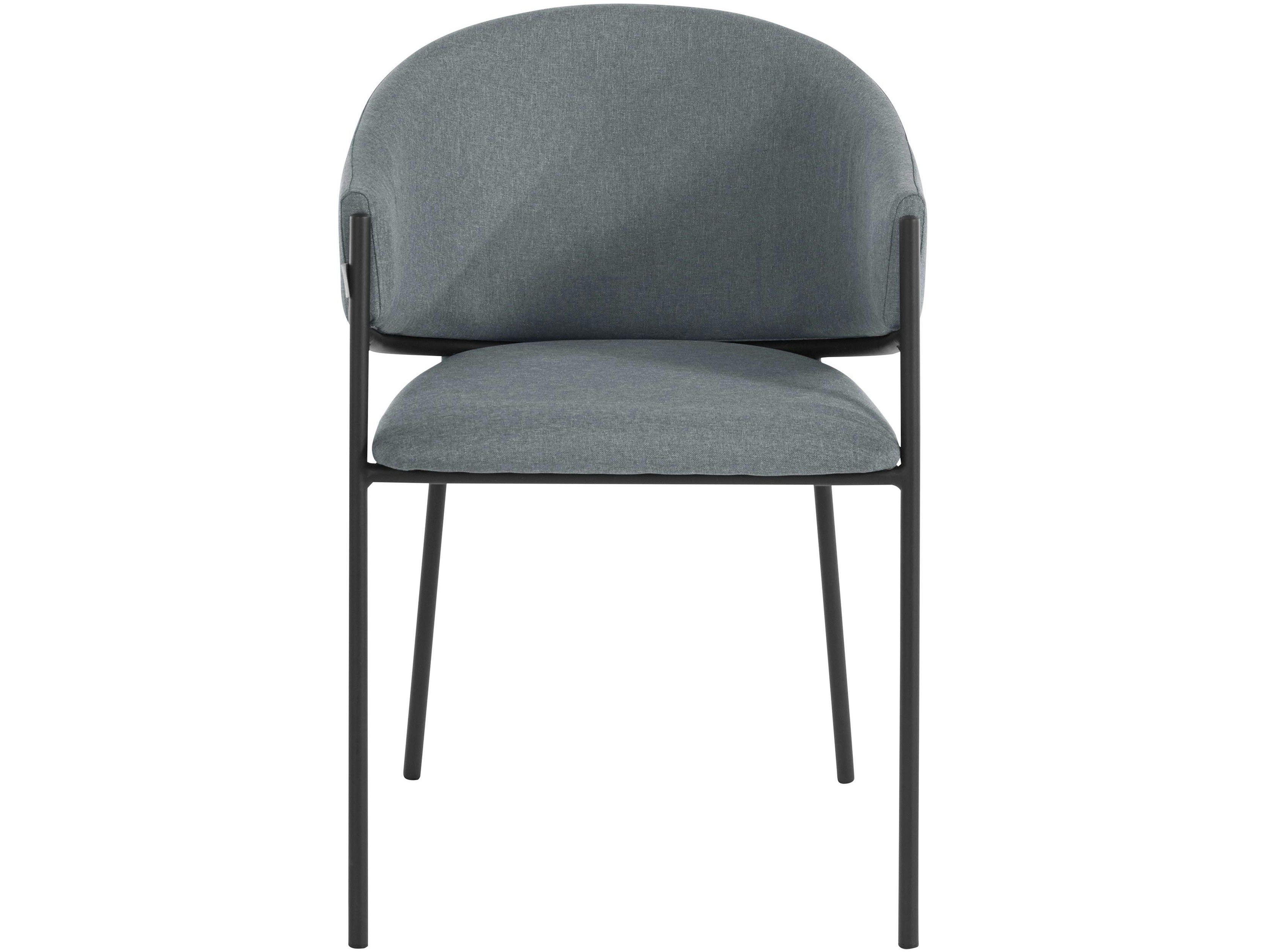 MARTHA - Lot de 2 chaises de salle à manger rembourrées en tissu gris