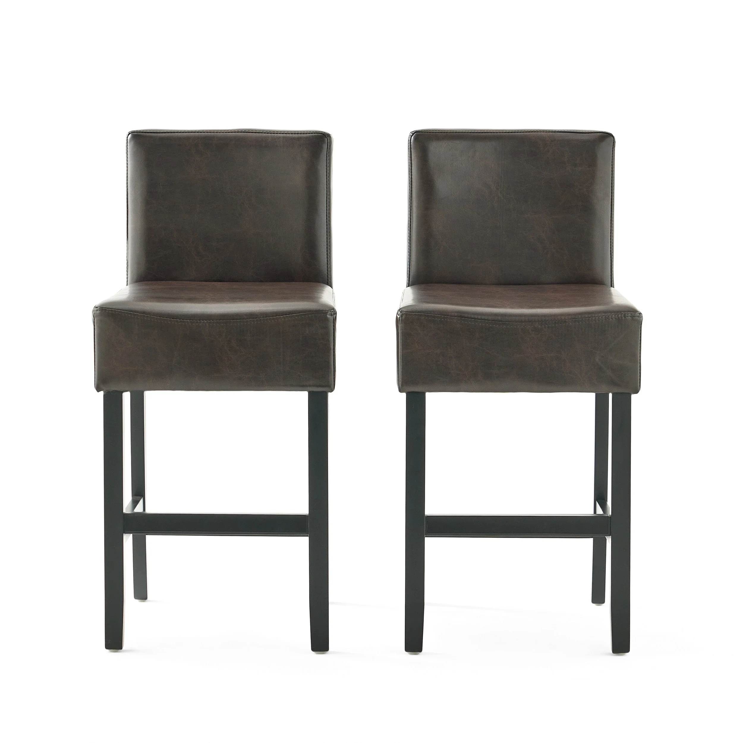 Portman 38-inch Brown Bonded Leather Counter Stool (Set of 2) by Christopher Knight Home