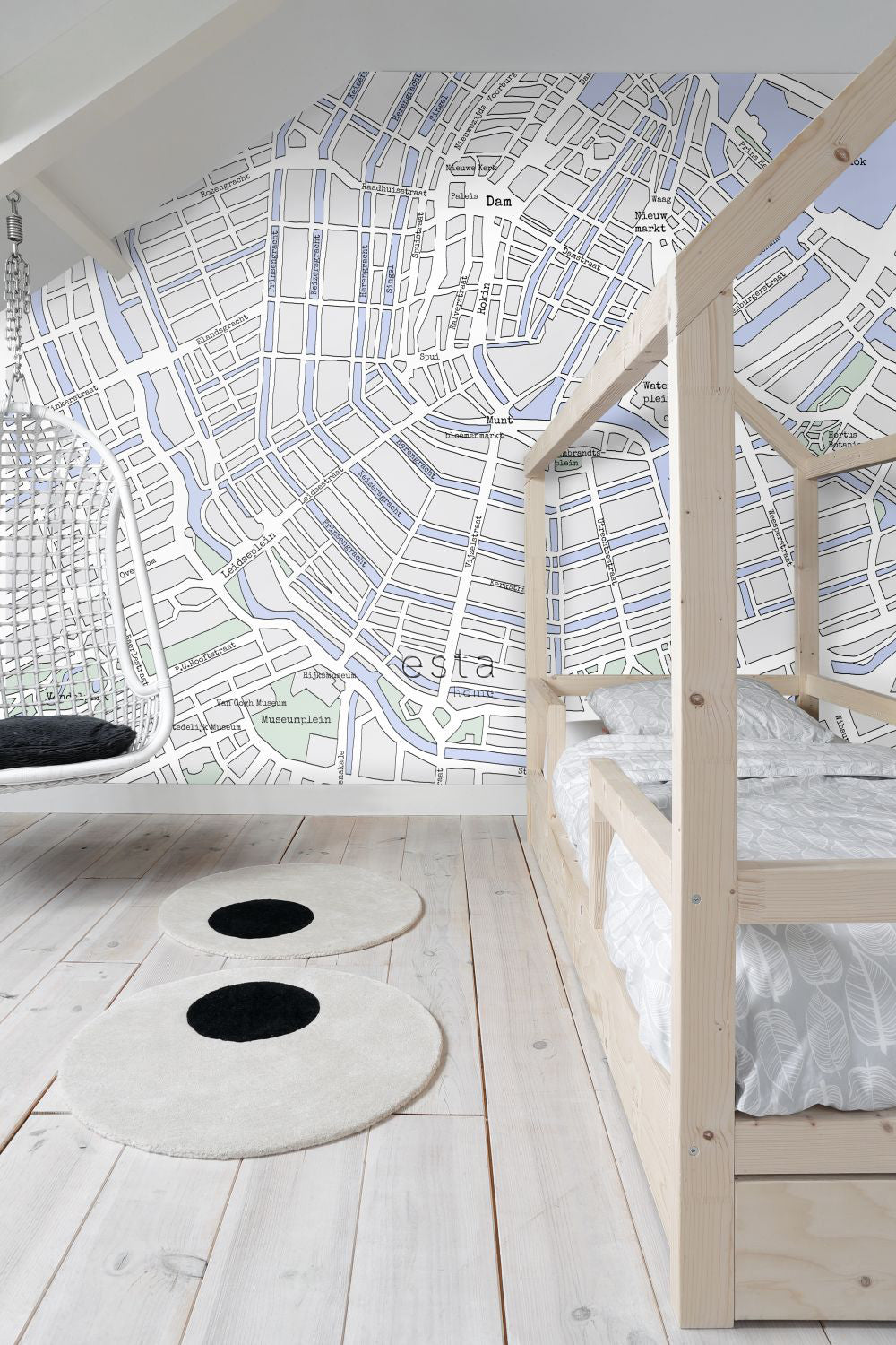 ESTAhome fotobehang kaart van Amsterdam grijs en blauw - 279 x 279 cm - 157712