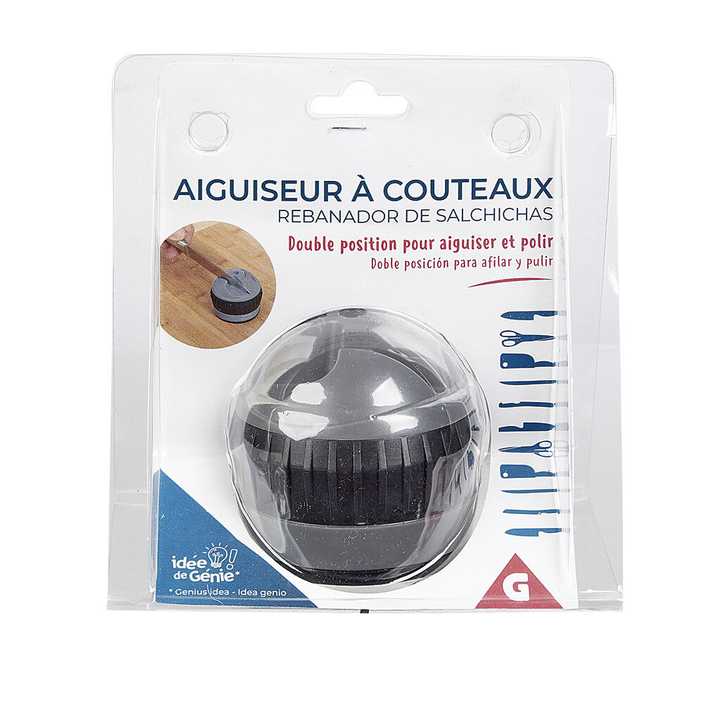 Aiguiseur à couteaux double position gris et noir