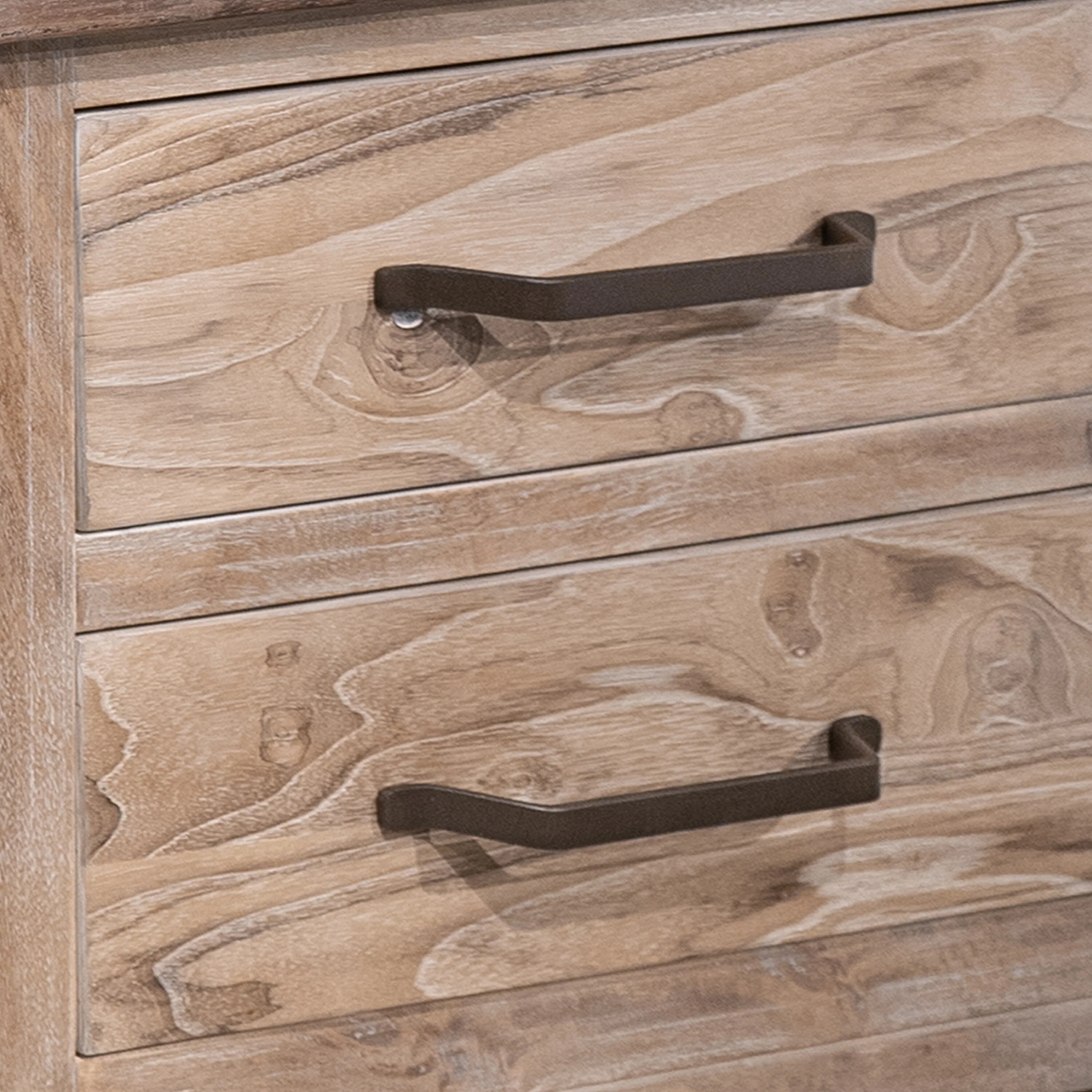 Rima Nightstand with 2 Drawers, English Dovetail, Natural Teak Brown