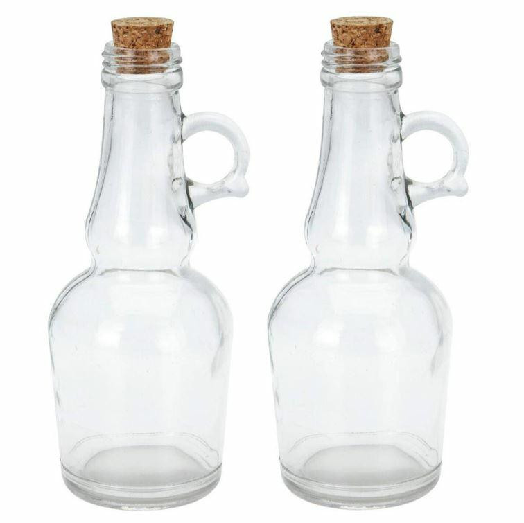 Zestaw 2 SZKLANE BUTELKI do oliwy i octu z korkiem 2x250 ml