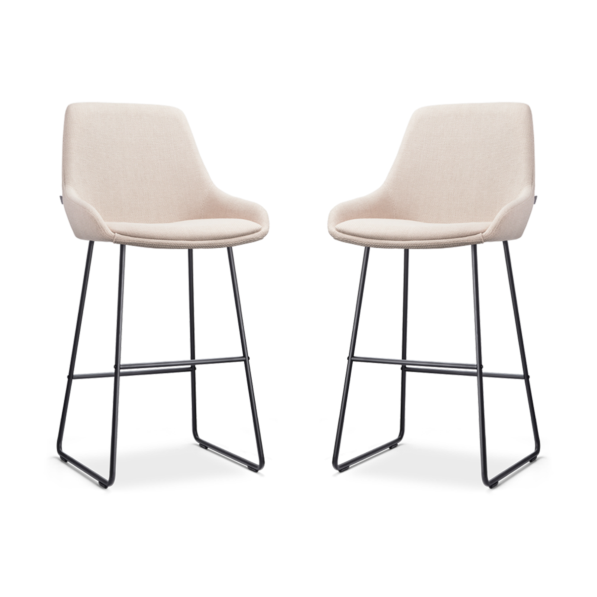 Nolon Nino-Isa Barkrukken Set van 2 - Beige - Zwart - 75 cm