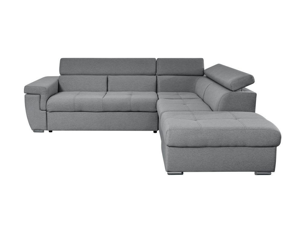 INAYA - Canapé d'angle droit 5 places convertible en tissu - Gris