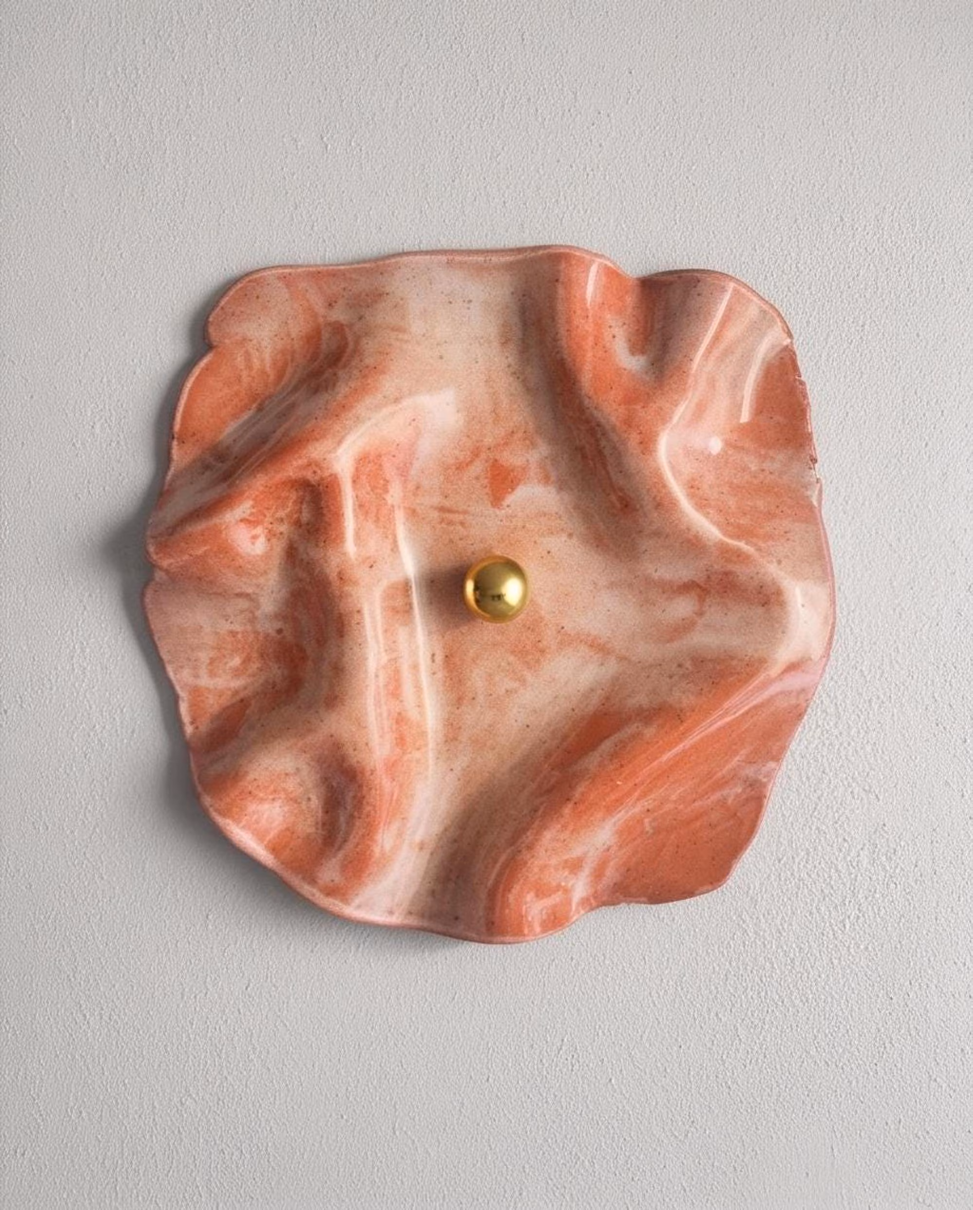 Pink Ceramic Wall Sculpture | Draped Wall Art | Handmade Stoneware Wall Decor | Modern Organic Wall Hanging | Draped Rosewood