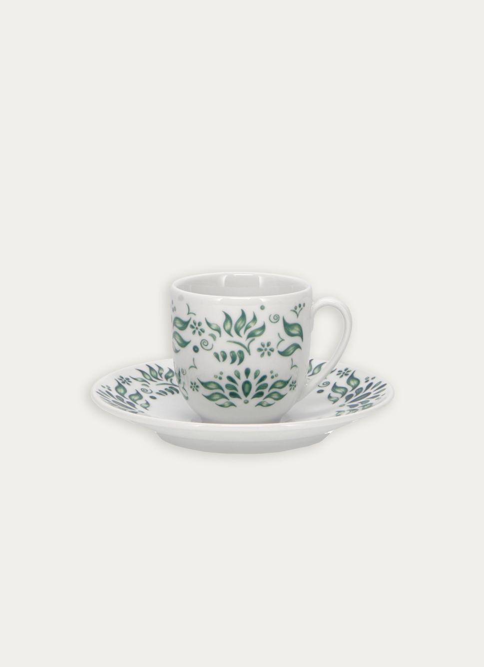 TASSE AVEC SOUCOUPE EN PORCELAINE VERT