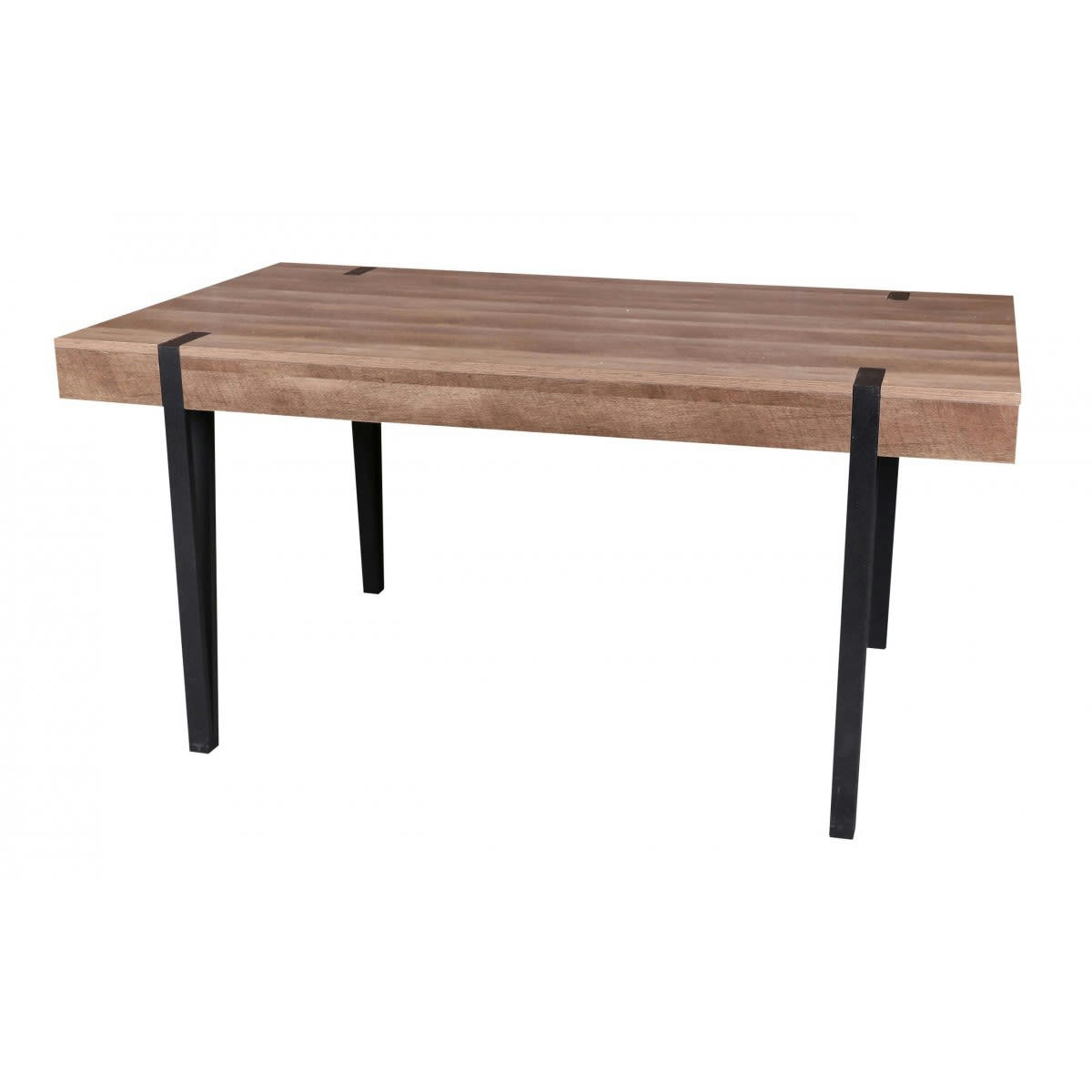 VANOISE - Table salle à manger en bois et métal noir 160x90cm