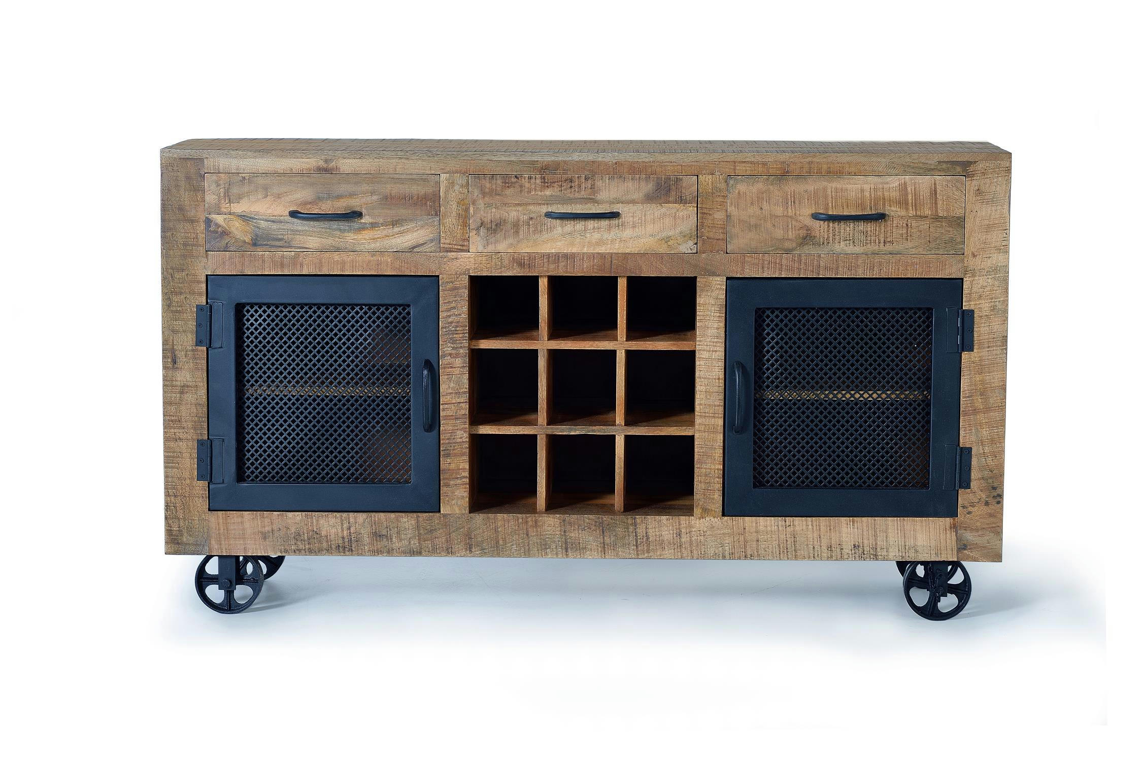 - Buffet industriel en manguier et pieds en métal couleur naturelle