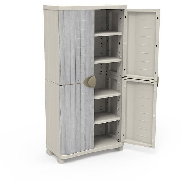 Armoire Space saver PLASTIKEN 90x45x184 cm Plastique 4 étagères Blanc gris