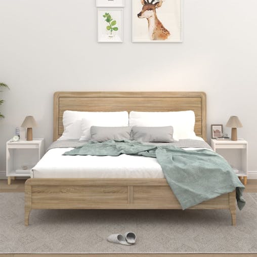NNEVL Bedside Cabinets 2 pcs High Gloss White 40x35x50 cm