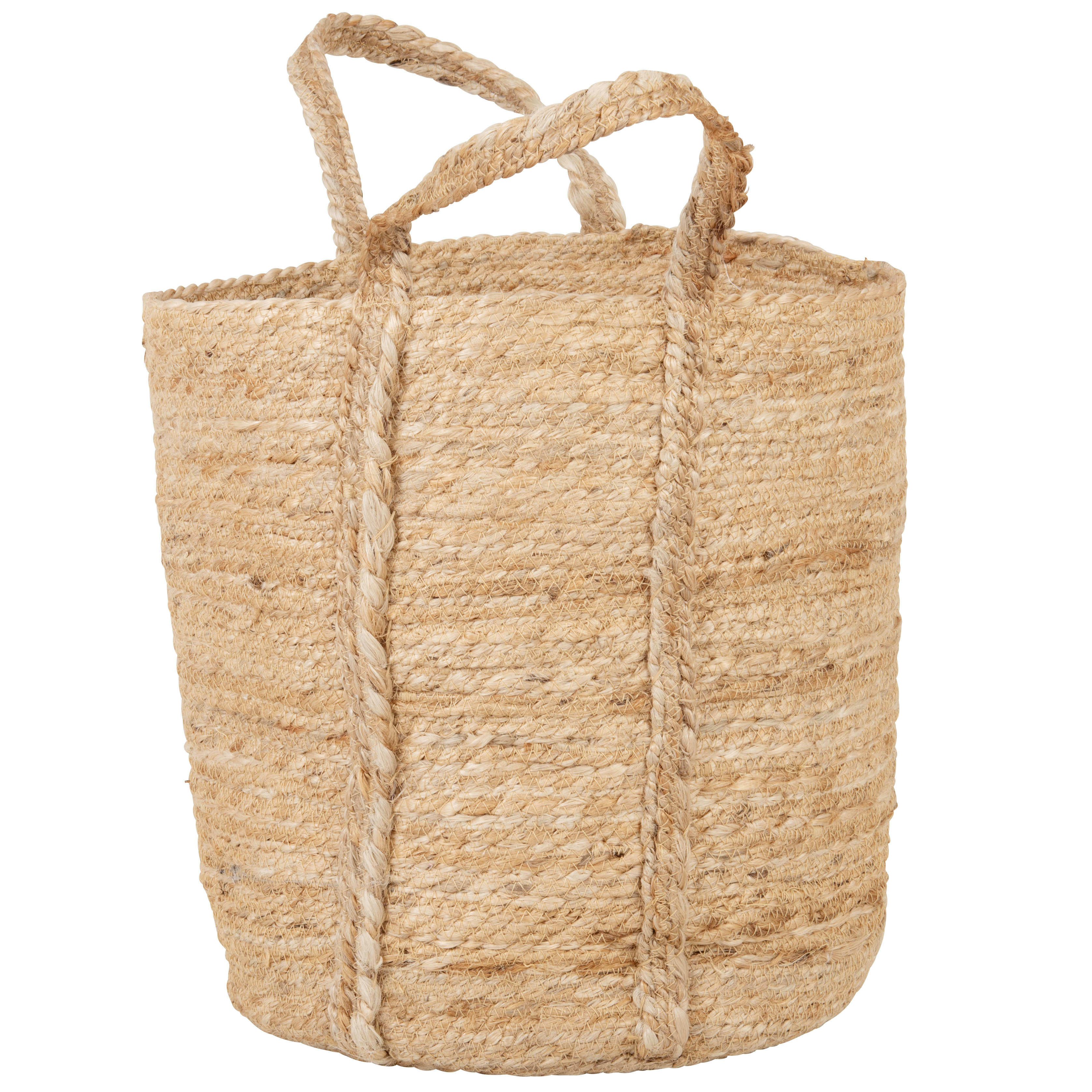 JEANNE - Panier de rangement à anses en jute beige