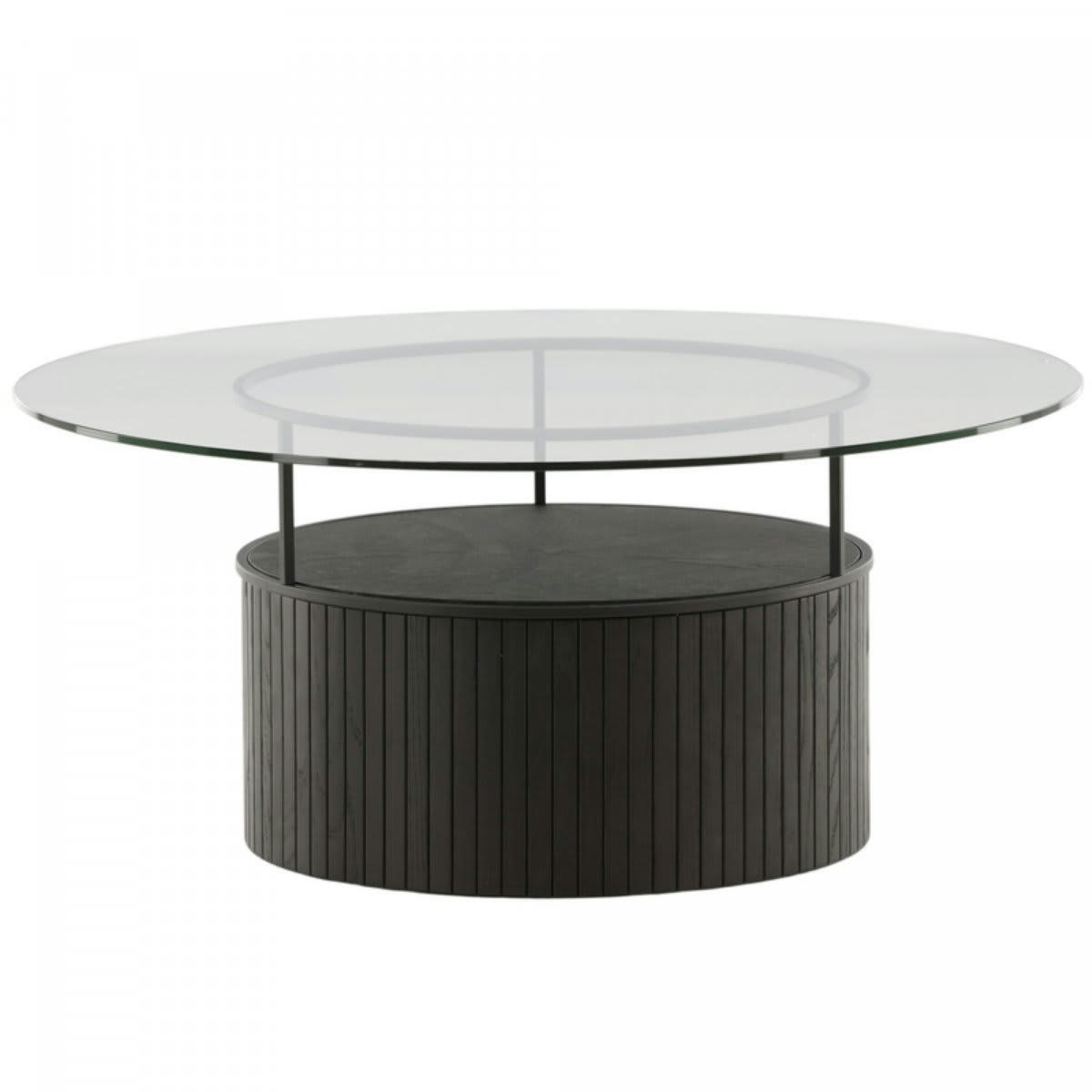 OLIVIA - Table basse design en métal noir avec plateau en verre