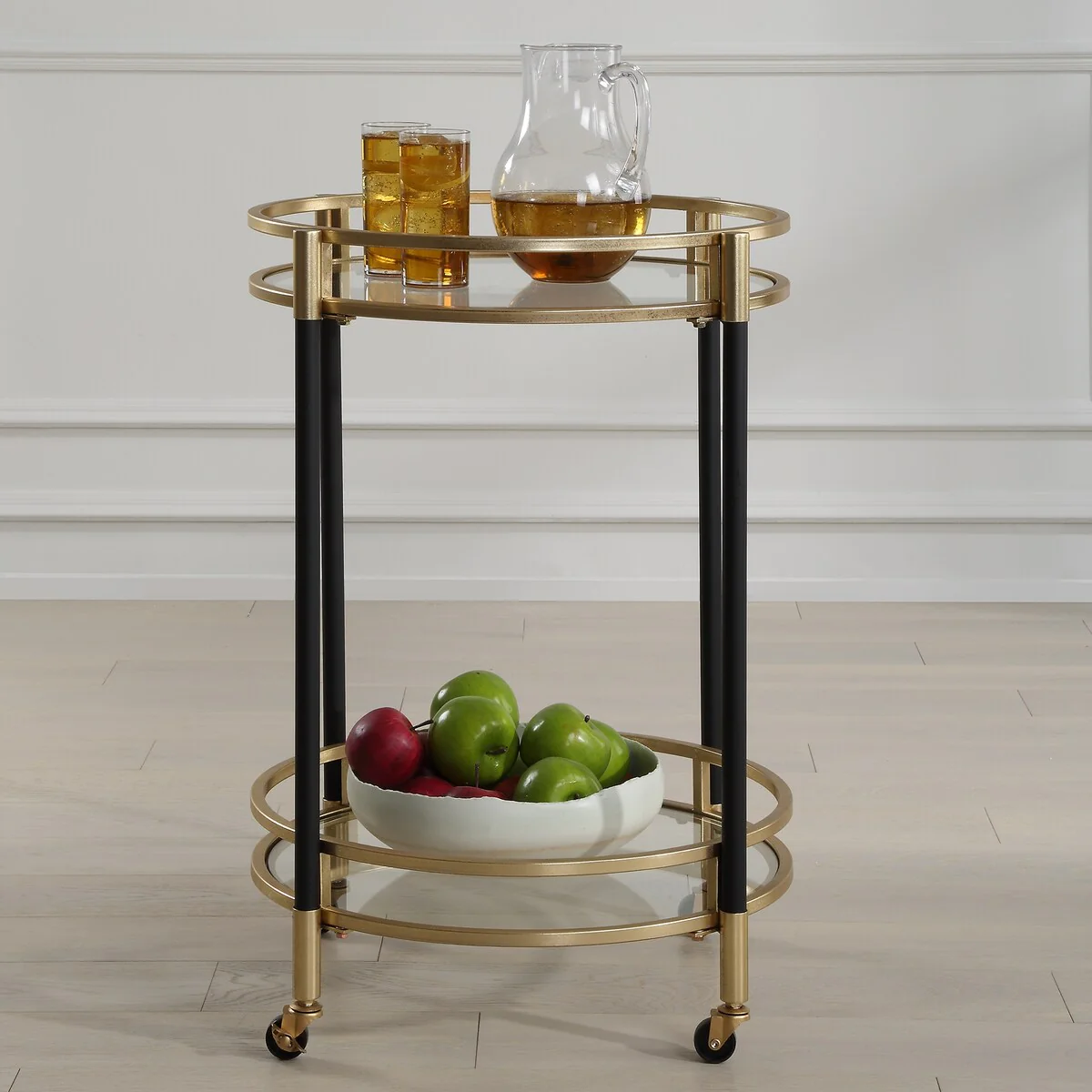 Uttermost Dolly Round Bar Cart - 29.75H x 22W x 22 D