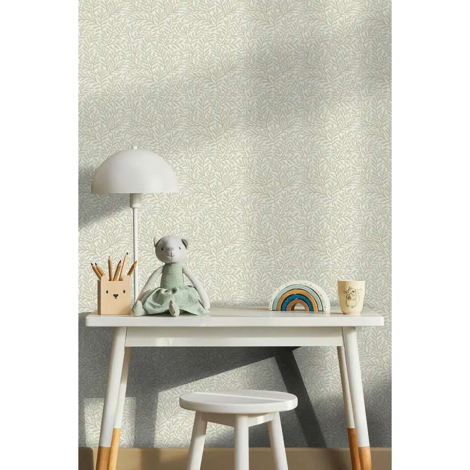 Sanders & Sanders behang bladeren in scandinavische stijl lichtgroen