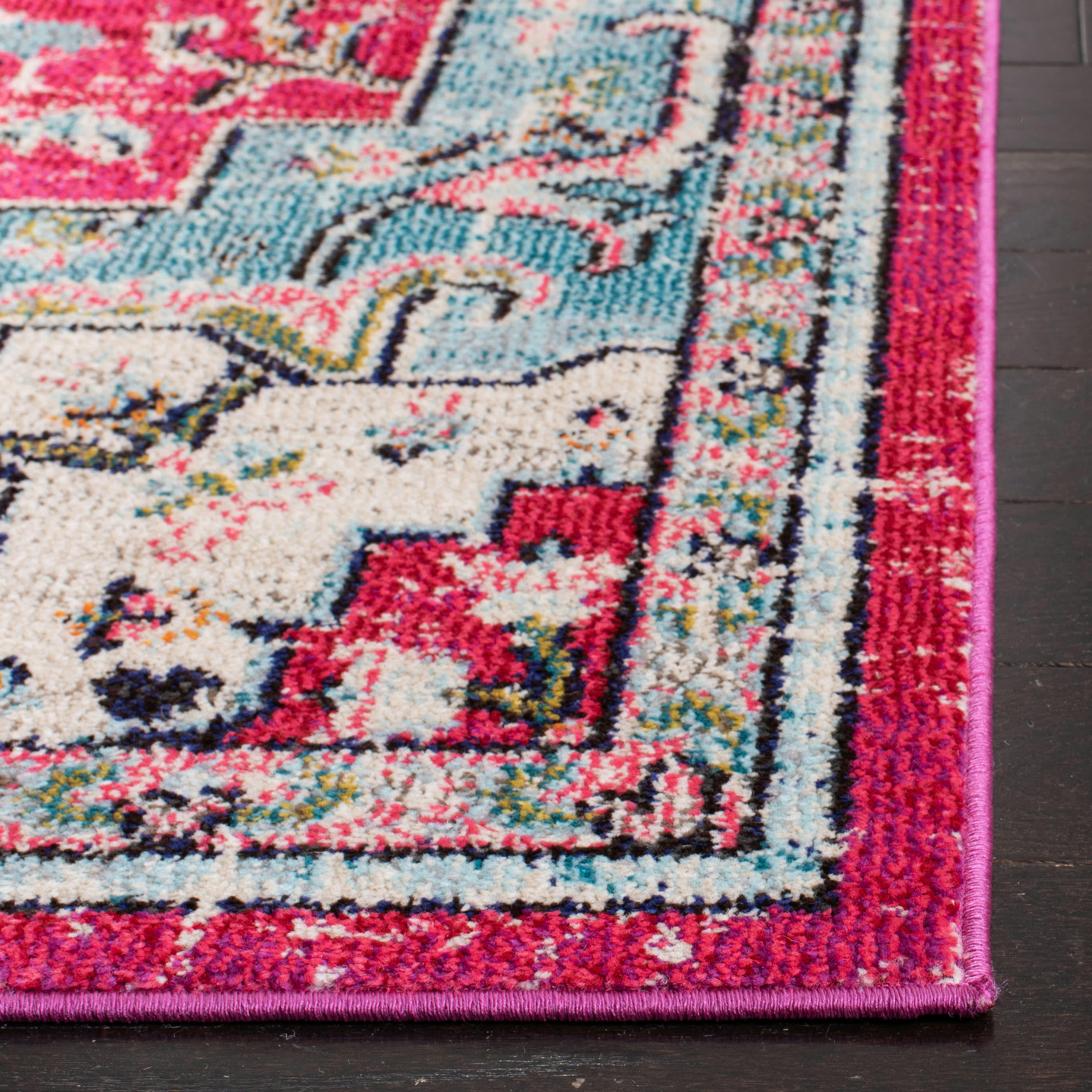 MADISON - Tapis de salon interieur en fuchsia & bleu, 122 x 183 cm