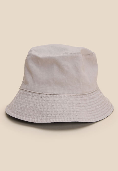 Mens Black Reversible Cotton Bucket Hat