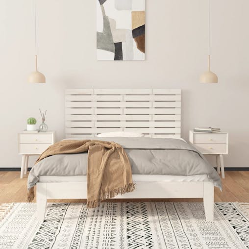 NNEVL Wall Headboard White 141x3x63 cm Solid Wood Pine