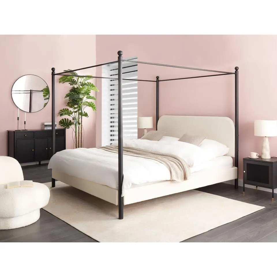 DANNEMOIS - Tweepersoonsbed - Gebroken wit - 180x200 cm - Boucl&eacute;