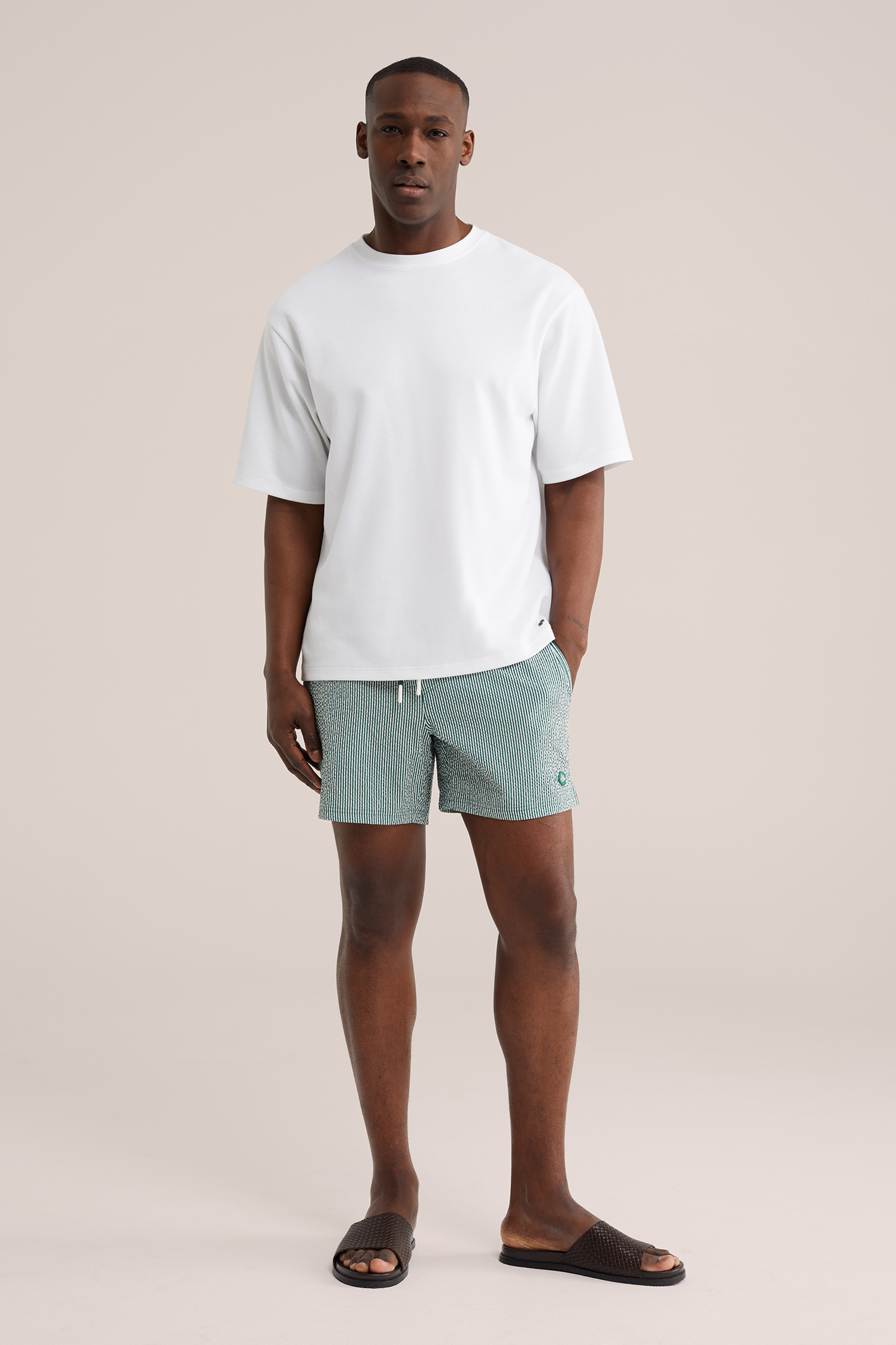 Heren seersucker zwembroek met streep