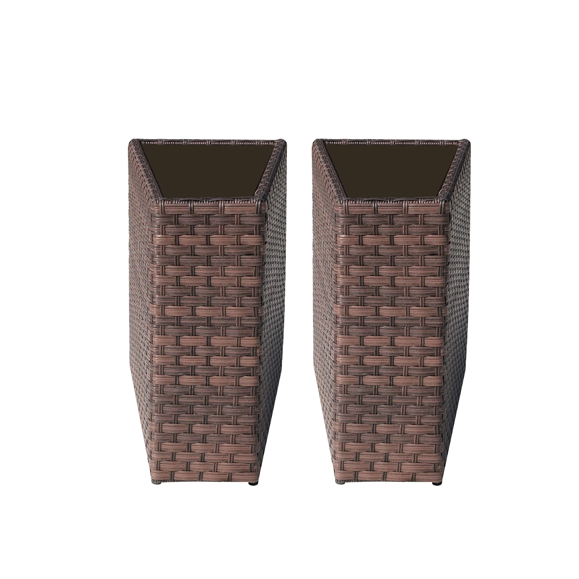 2-piece Outdoor Wicker Arm Table Patio Side Table