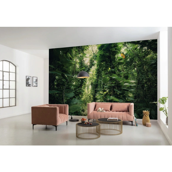 Vliestapete »Green Leaves «, Breite 450 cm, seidenmatt