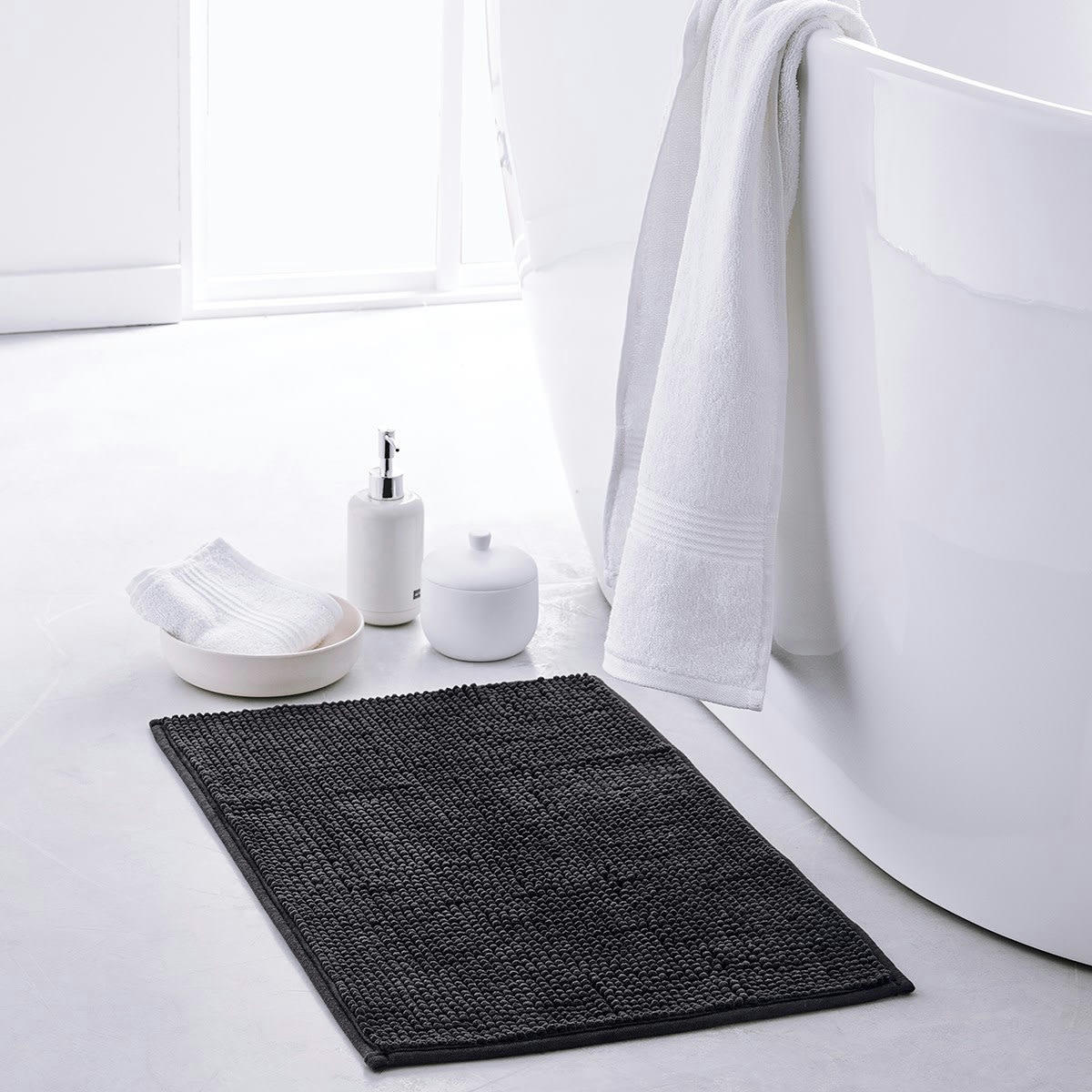 ESSENTIAL - Tapis de bain Bubble uni en Polyester Gris 60x40cm