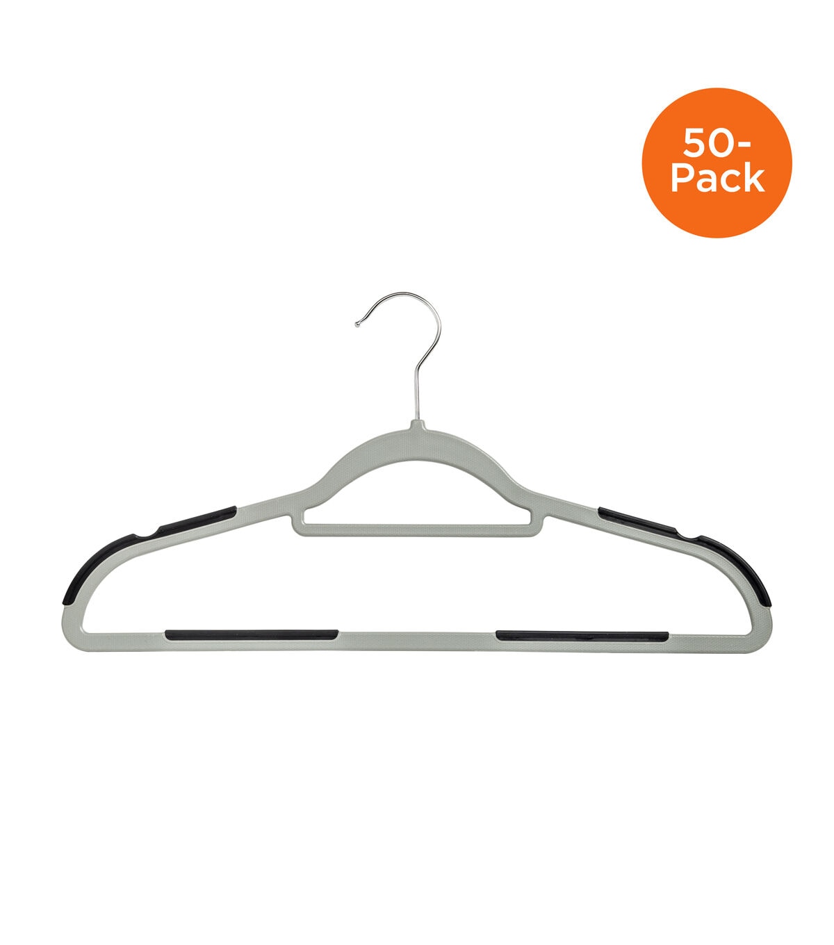 Honey Can Do 18 x 9.5 Plastic Hangers With Anti Slip Rubber Grips 50pk