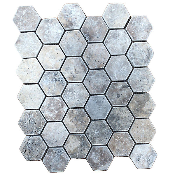 Mosaïque 30 x 30 cm Hexa Travertin gris