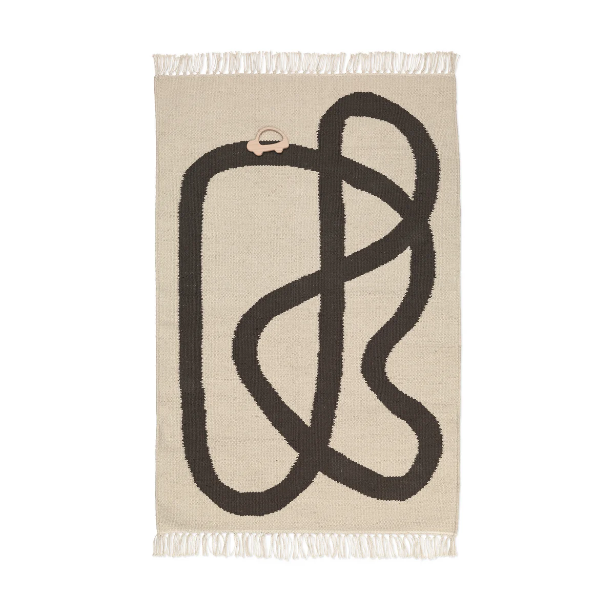 Ferm Living - Lane Kinderteppich, 70 x 105 cm, off-white / chocolate