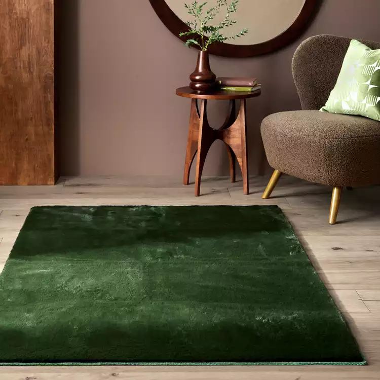 Habitat Cosy Soft Moss Green Short Pile Rug - 150x80cm