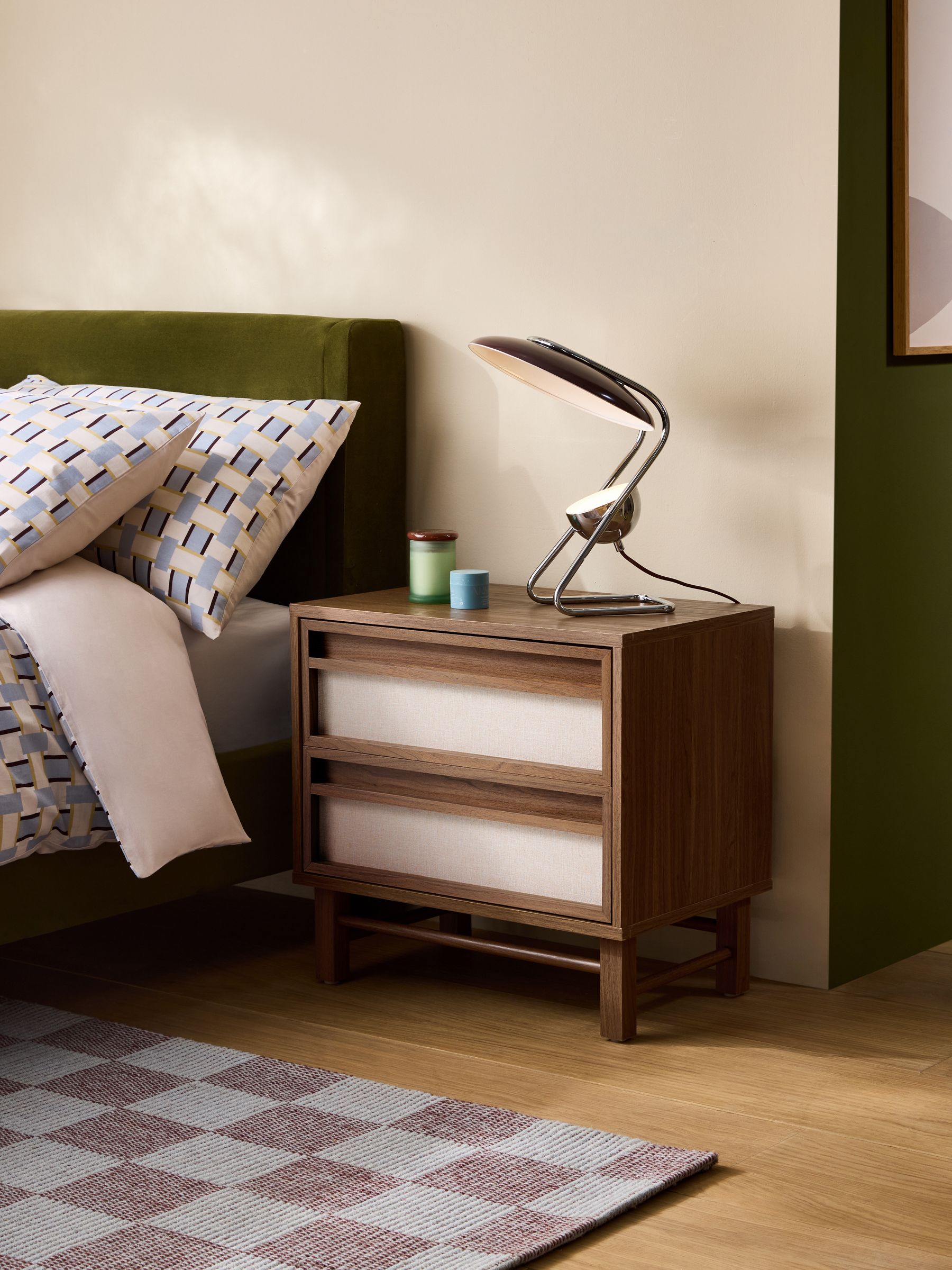 Almelo 2 Drawer Bedside Table in Dark Wood Effect